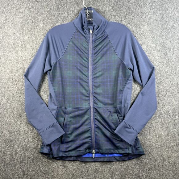 Peter Millar Tops - Peter Millar Jacket Women's Small Blue Green Plaid Full Zip Golf UPF 50+
